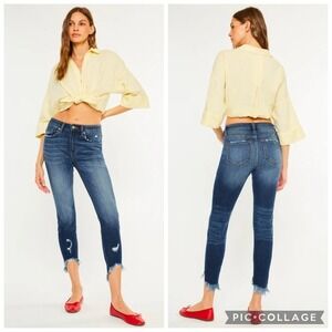 KanCan Christina High Rise Ankle Skinny Distressed Frayed Hem Size 5 26‎